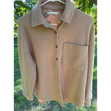 OAK+FORT Women's Oversized Shirt | Oatmeal Waffle Knit Overcoat | SZ S