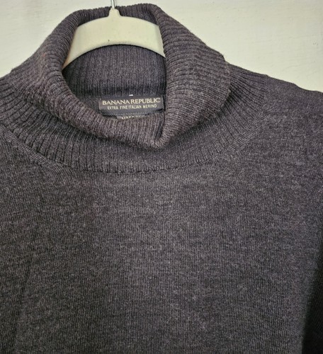 Banana Republic Pullover Herren Rollkragen 100% extra fein italienisches Merino grau L - Bild 2 von 9