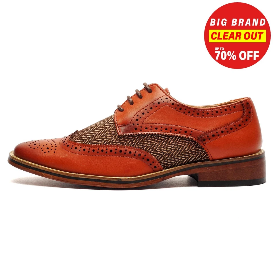 Goor Rossington 4 Eye Brogue Gibson Junior Boys Shoes Tan