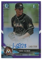 2018 Bowman Chrome Prospect Autographs Purple Refractors Jorge Guzman RC 140/250