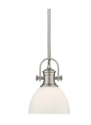 Golden Lighting Hines 1-Light Pewter Mini Pendant with Opal Glass 3118-M1L PW-OP