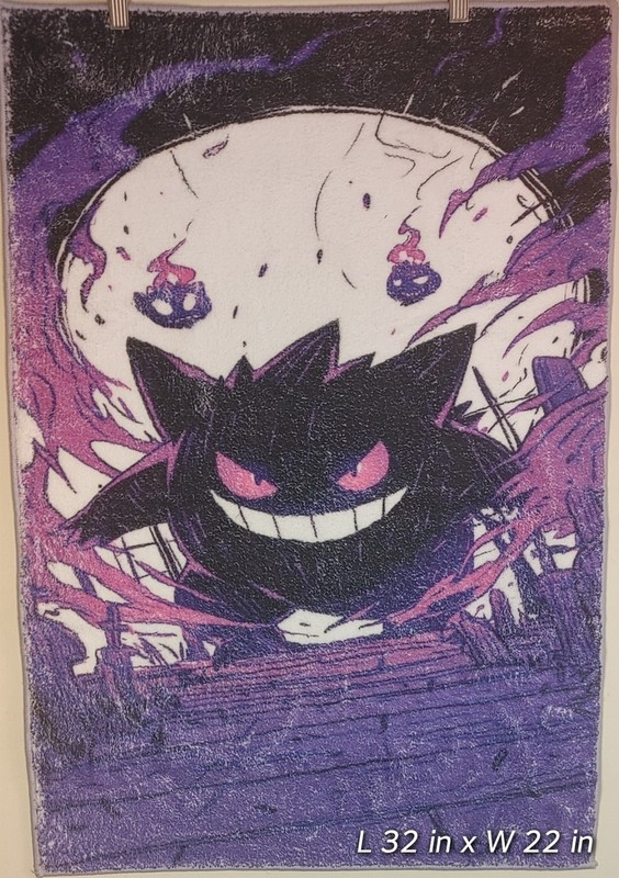 POKEMON Gengar Custom Super Soft / Plush Fluffy Detailed Area Tuft Rug