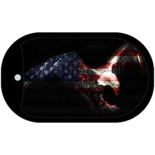 Eagle American Flag Novelty Metal Dog Tag Necklace 2" x 1"