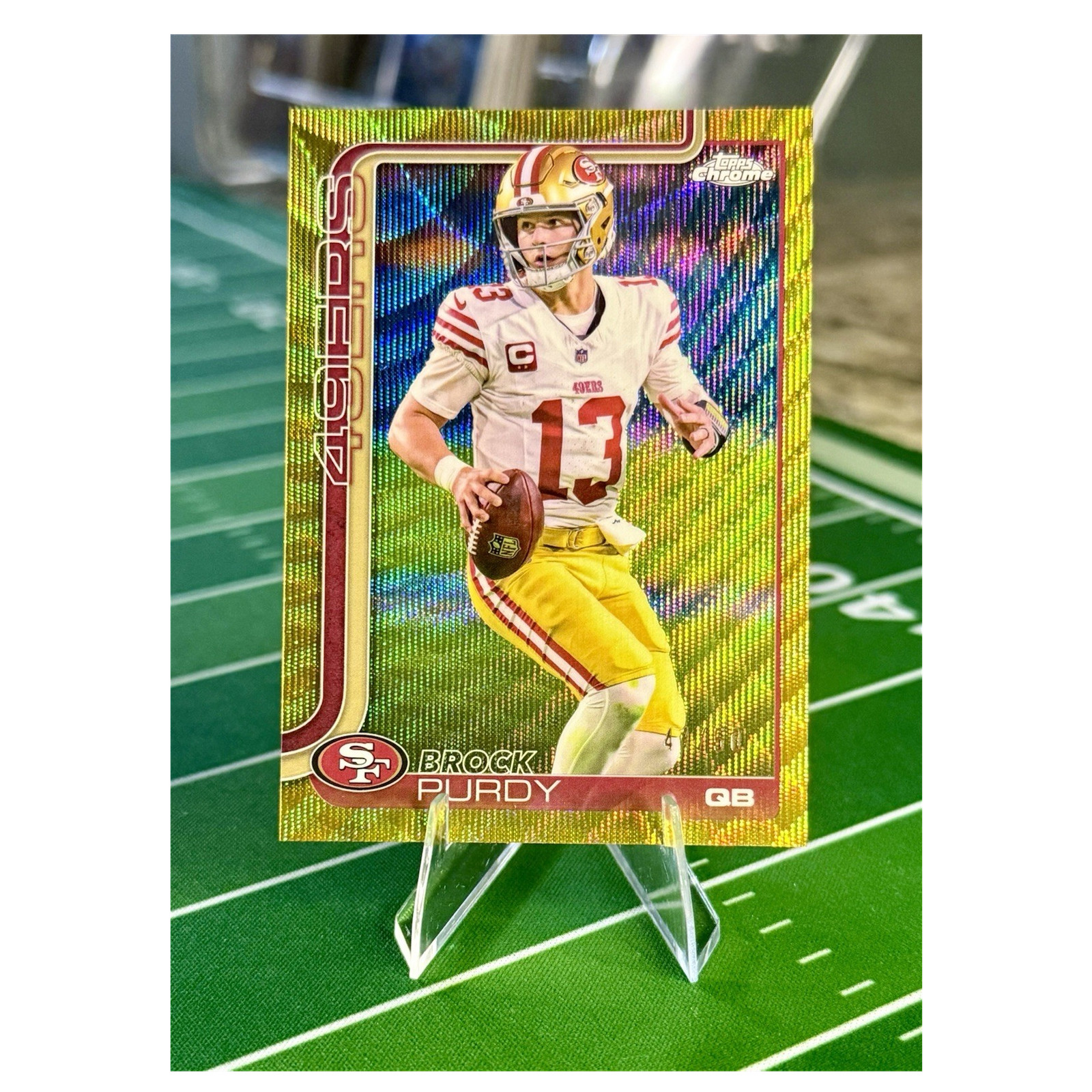 🔥2025 Topps Chrome Football Brock Purdy Gold Wave Refractor /50 #262 49ers