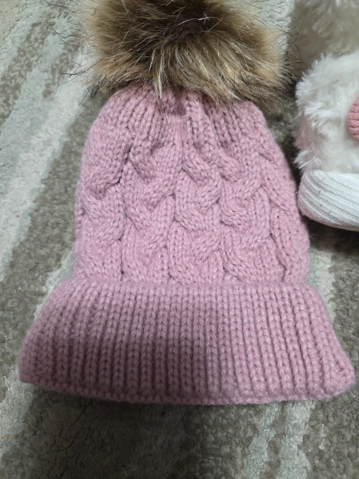 Infantes Niñas Talla 2 Botas con Flores con Piel y Sombrero a Juego con Pompón 2LINDAS!! Foto 3 de 4