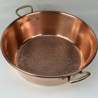 Vintage French Traditional Kitchen Copper Jam / Preserve Pan With Brass Handles
