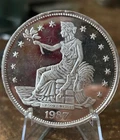 1987 SEATED LIBERTY TRADE DOLLAR 2 TROY OZ .999 FINE SILVER ROUND