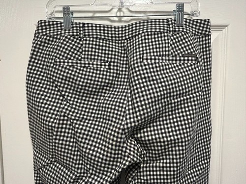 Michael Kors size 10 Black White checked mid rise flat front cropped pants - Picture 7 of 8
