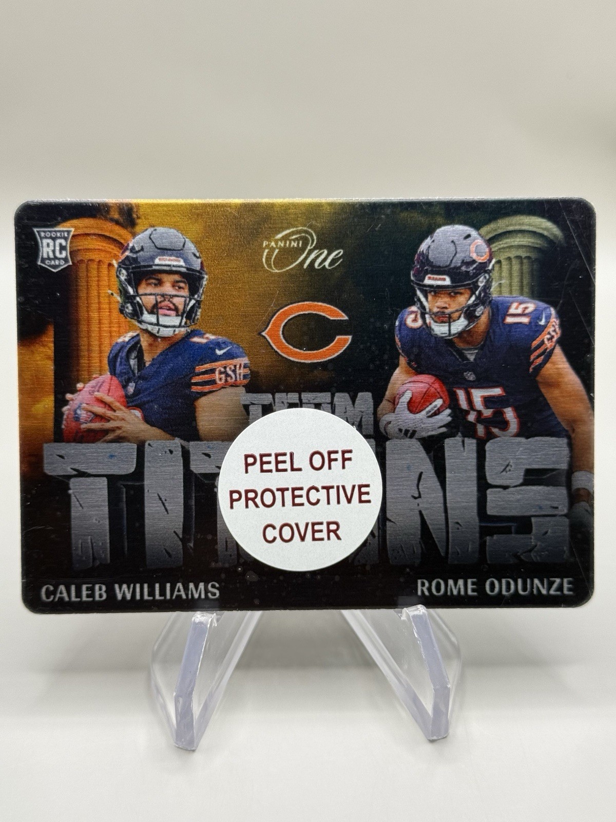 2024 Panini One Caleb Williams Rome Odunze Team Titans Case Hit Metal RC Bears