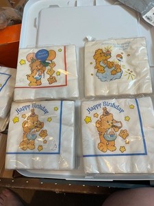 vintage 1980s carebear birthday party napkins lot -set of 4