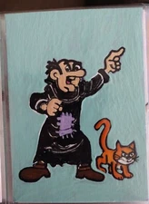3.5"X2.5" Artist Trading Card Classic CartoonSmurfGargamel HAND PAINTED ACRYLIC 