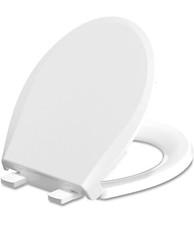 ROUND White Toilet Seat with Soft-Close and Quick-Release Hinge Never Loosen NEW