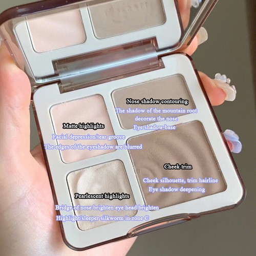 4 Colors Beauty Highlighter Palette Makeup Face Contour Powder Bronzer Make - Picture 6 of 17