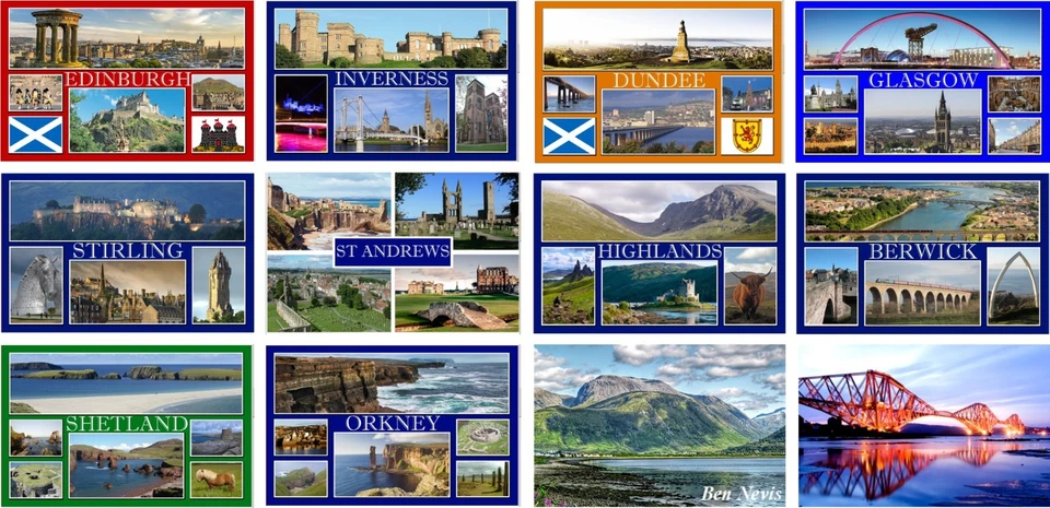 FRIDGE MAGNET - SCOTLAND (Various) Large , Tourist Scottish Landmarks