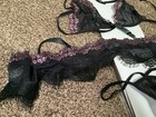 Leg Avenue 3 pc flower trimmed lace triangle top, tie side skirt & g-string, M/L — photo 8