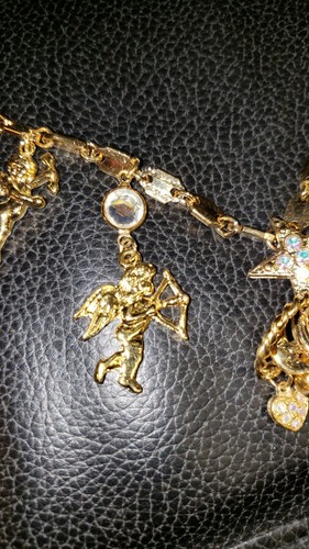 FAB KIRKS FOLLY SUPER RARE All KINDS CHARMS NECKLACE Crystals GOLD PLATE, Box! - Picture 5 of 12