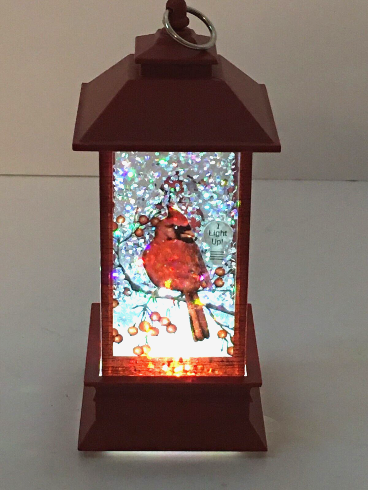 Ganz LED Light Up Mini Shimmer Cardinal Red Lantern Water Globe Battery ...