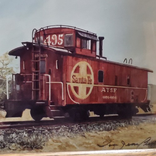 Vintage 1990 Ivan Jesse Curtis Double Signed Santa Fe Caboose Print Framed Rare - Picture 2 of 8