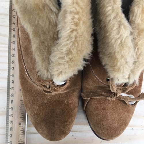 B Makowsky Boots Womens 7.5 M Nellie Wedge Ankle Booties Brown Suede Faux Fur - Picture 8 of 16