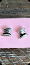 Disney Alice in Wonderland Mad Hatter Silver Earrings w/out backs