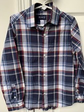 Children's Place Blue Plaid Button Down Dress Shirt 100 Cotton Boys Size 5/6