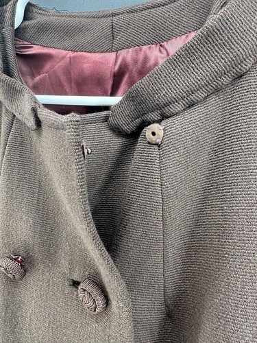 Vintage Wool Brown Double Breasted Coat Thick Jacket Size M/L - Picture 6 of 8