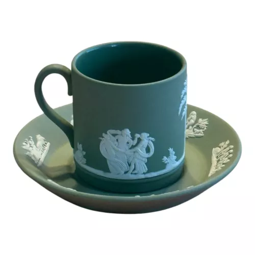 Wedgwood Jasperware Sage Green Demitasse Cup and Saucer