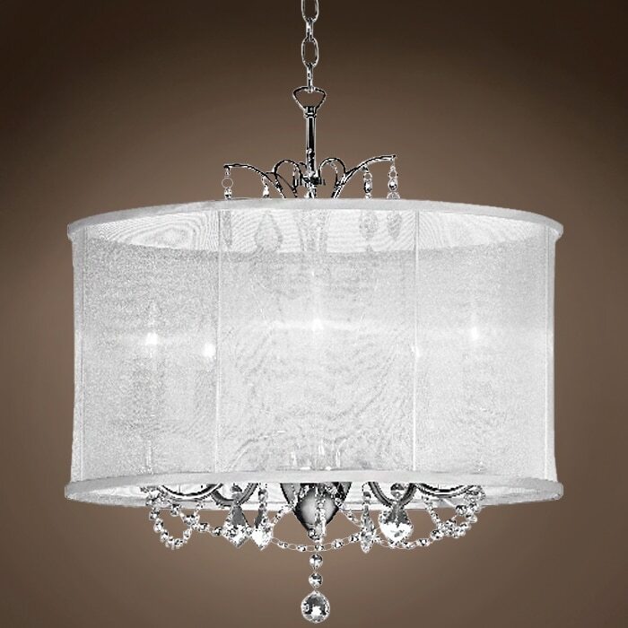 Chrome Crystal Chandelier 5 Light 20