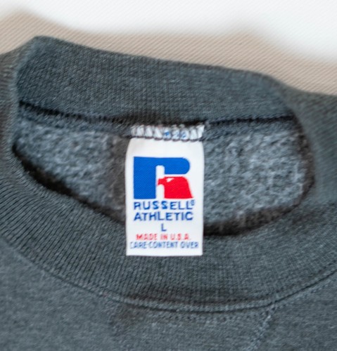 Sudadera deportiva Russell vintage cuello redondo para mujer L gris tiza en blanco años 90 EE. UU. - Imagen 3 de 12