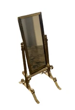 Vintage Standing Brass Cheval Mirror Swivel Dollhouse Miniature 5”