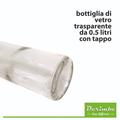 4 BOTTIGLIE di VETRO trasparente da 0.5 litri con 4 tappi - Foto 4 di 4