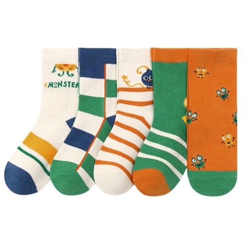 5 Pack Kids Socks Winter Lace Girls Boys Sock Cartoon Flower Print Cotton Socks - Picture 8 of 19