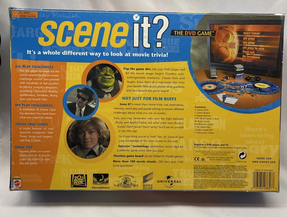 BRAND NEW SEALED! MATTEL SCENE IT? Movie Trivia The DVD Board Game 2003 - Image 2 of 2