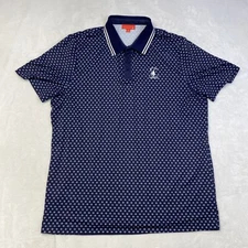 Redvanly Polo Shirt Men's XL Blue Polka Dot Golf Performance Stretch Tech