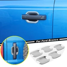 For 2021-2024 Ford Bronco Chrome Side Door+Tailgate Handle Bowl Cover Trim Bezel