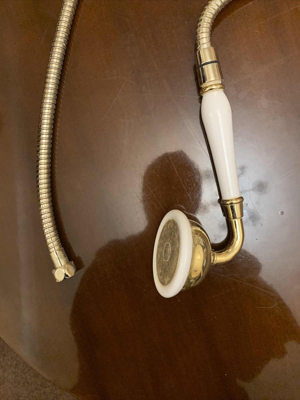 Bristan Shower Head And Hose (white and gold) eBay