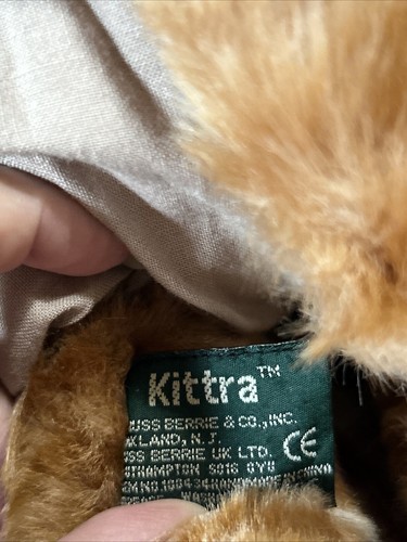 Vintage Russ Kittra gatti mamma e bambino arancione Tabby 15,5” e 10” con etichette da collezione - Foto 4 di 11