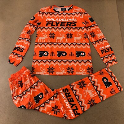 FOCO Men's Size Small Orange Fair Isle Print Philadelphia Flyers Pajama Set  NWT