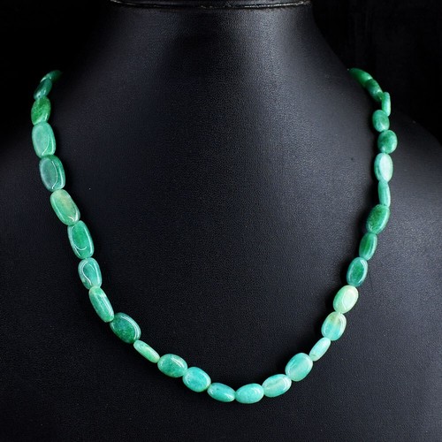 Most Brilliant 148.00 Cts Single Stone Green Emerald Beaded Necklace RK 03 E685 - Picture 2 of 3