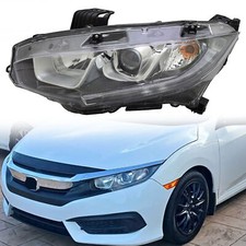 For 2016 2018 Honda Civic Headlight Halogen LED ABS Plastic Left Driver Side LH