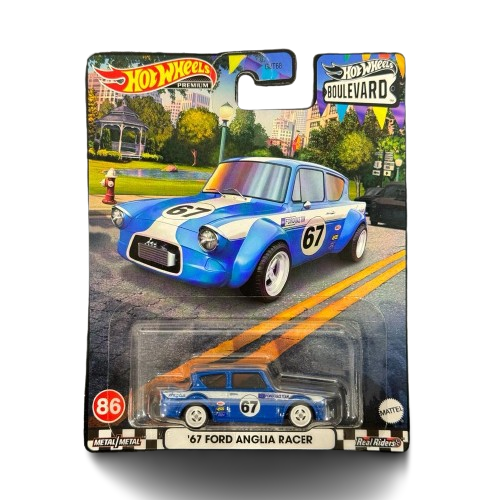 New Hot Wheels Premium Boulevard 67 Ford Anglia Racer Blue