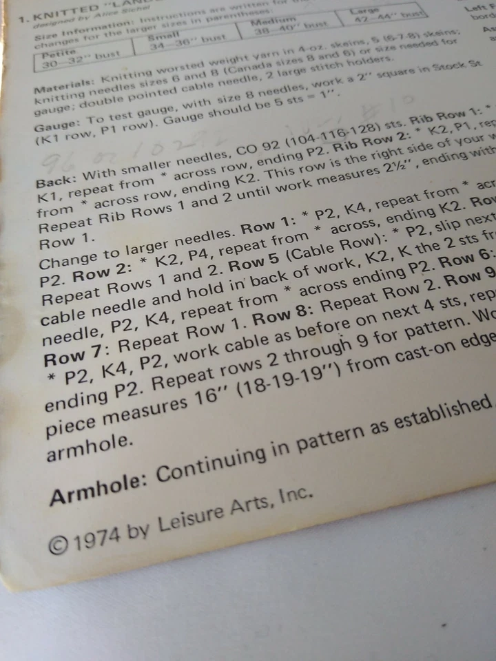 Rare Leisure Arts Crochet Knit Pattern Leaflet 33 Shawl Collars Blazer Cardigan - Image 4 of 4