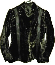 Antique Vintage Victorian Coat Silk Velvet Winter Skating Jacket Fitted Flared
