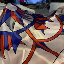 Vintage Square Scarf 20  Red White  Blue Stars Design Free Ship