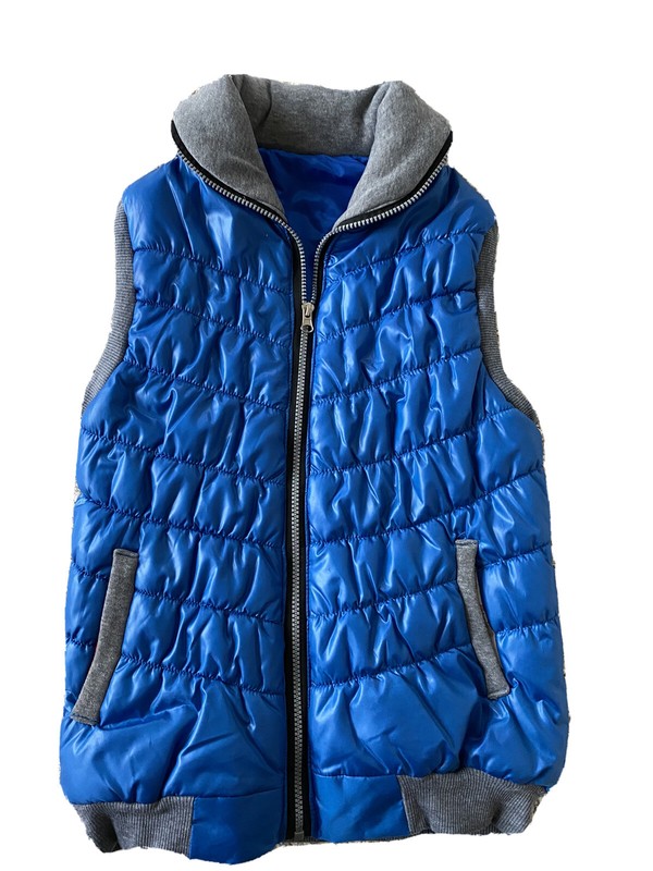 NWOT NEW PUFFER Jacket Vest Blue Gray Warm S SM Small