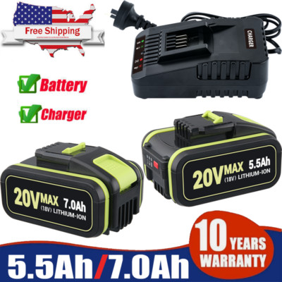 1-4x 20V 5.5Ah 7.0Ah Li-ion Battery for Worx WA3551 WA3551.1 WA3553 WX386 WX390