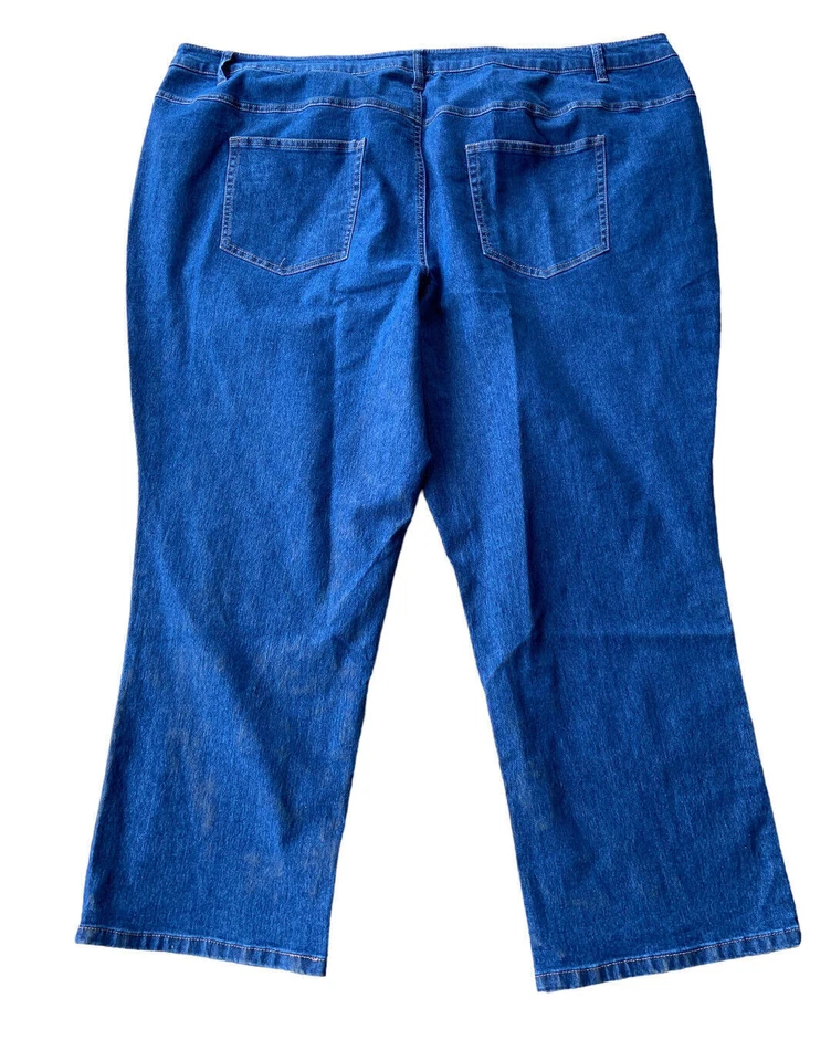 Pantalones de mezclilla rectos Woman Within para mujer talla grande 34 W tiro alto lavado medio Foto 2 de 4