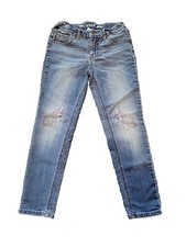 Girl's Justice Blue Skinny Jeans Ajustable Waist Size 10 Embroidered Unicorn