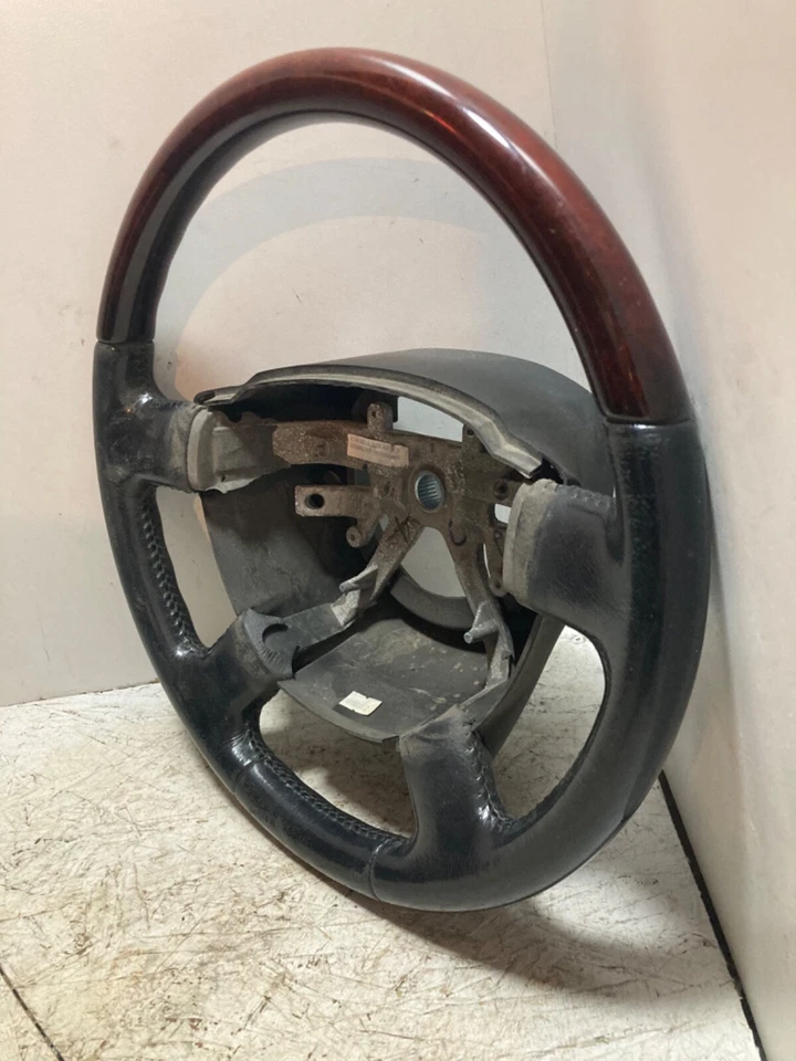 2003-2005 Lincoln Aviator Navigator OEM Gray Leather Wood Steering Wheel - Image 3 of 4