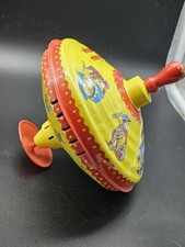 Vintage 1980's Curious George Monkey Aluminum Spinning Top 8 1/2" Toy Works